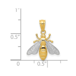 14k Yellow Gold And Rhodium Bee Pendant