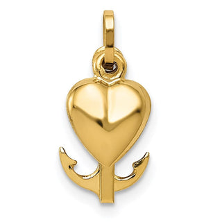 14k Yellow Gold Heart Cross and Anchor Charm