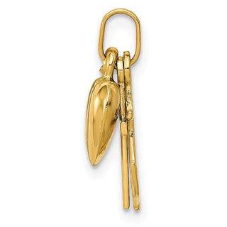 14k Yellow Gold Heart Cross and Anchor Charm