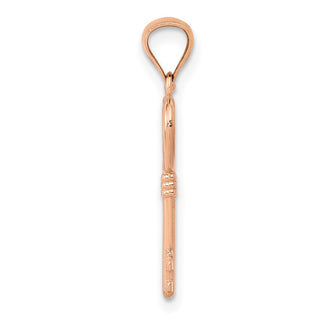 14k Rose Gold 3D Polished Heart Key Pendant