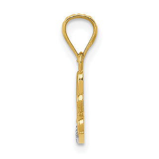 14k Yellow Gold w/Rhodium Diamond-cut LOVE Pendant