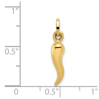 14k Yellow Gold Hollow Italian Horn Charm YC1094
