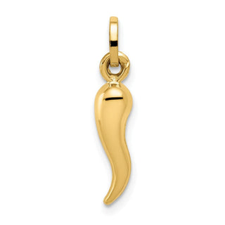 14k Yellow Gold Hollow Italian Horn Charm YC1094