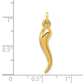 14k Yellow Gold Hollow 3D Italian Horn Charm