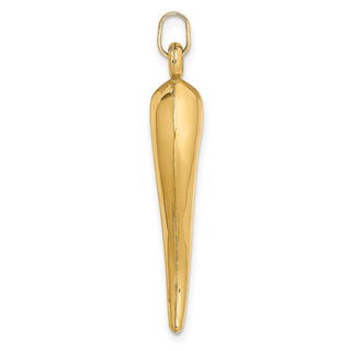 14k Yellow Gold Hollow 3D Italian Horn Charm YC1096