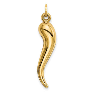 14k Yellow Gold Hollow 3D Italian Horn Charm YC1096