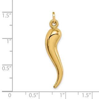 14k Yellow Gold Hollow 3D Italian Horn Charm YC1096