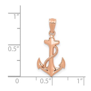 14K Rose Gold Anchor Pendant