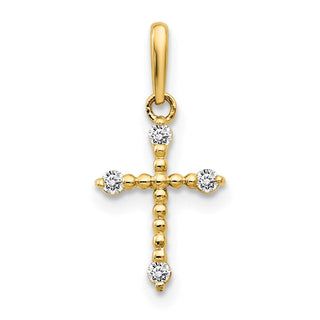 14k Yellow Gold CZ Childrens Cross Pendant YC1117