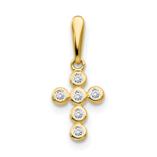 14k Yellow Gold CZ Childrens Cross Pendant YC1119