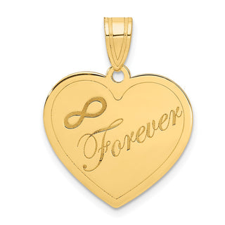 14k Yellow Gold Infinity FOREVER Laser Cut Heart Pendant Heart Pendant