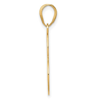 14k Yellow Gold Heart with Cut Out Awareness Ribbon Pendant