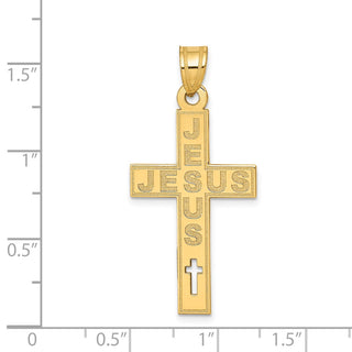 14k Yellow Gold Laser Cut Jesus Cross Pendant YC1196