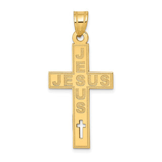 14k Yellow Gold Laser Cut Jesus Cross Pendant YC1196