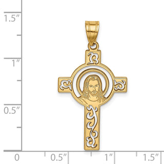 14k Yellow Gold Laser Cut Jesus Pendant YC1209