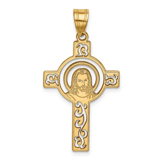 14k Yellow Gold Laser Cut Jesus Pendant YC1209