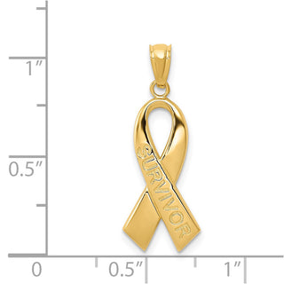14k Yellow Gold Polished SURVIVOR Ribbon Pendant