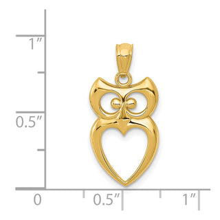 14k Yellow Gold Polished Cut-out Owl Pendant