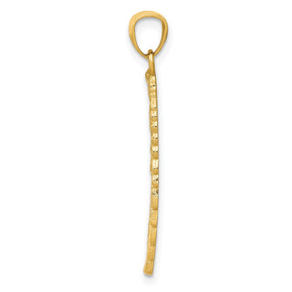 14k Yellow Gold Polished and Textured Angel Wing Pendant