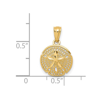 14k Yellow Gold Polished Filigree Sand Dollar Pendant