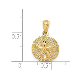 14k Yellow Gold Polished Filigree Sand Dollar Pendant