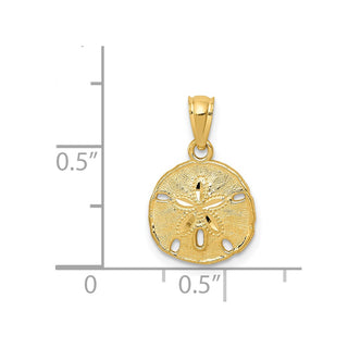 14k Yellow Gold Polished and Textured Sand Dollar Pendant