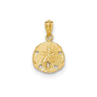 14k Yellow Gold Polished and Textured Sand Dollar Pendant