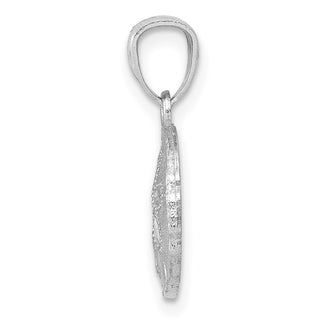14k White Gold Polished and Textured Sand Dollar Pendant