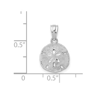14k White Gold Polished and Textured Sand Dollar Pendant