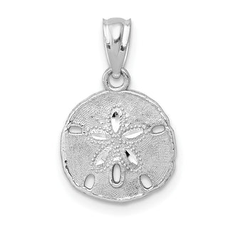 14k White Gold Polished and Textured Sand Dollar Pendant