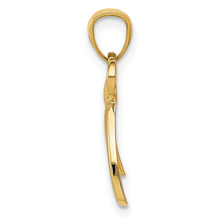 14k Yellow Gold Polished Small Ribbon Bow Pendant