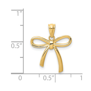 14k Yellow Gold Polished Small Ribbon Bow Pendant