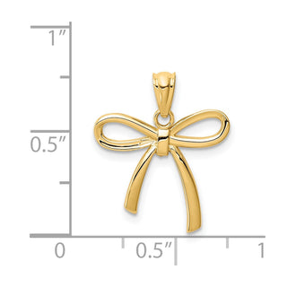 14k Yellow Gold Polished Small Ribbon Bow Pendant