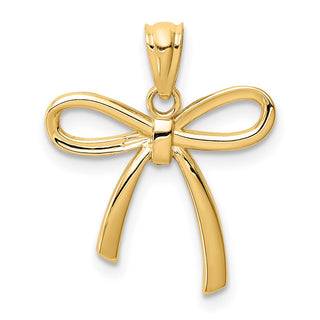 14k Yellow Gold Polished Small Ribbon Bow Pendant