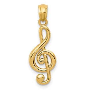 14k Yellow Gold Polished Treble Clef Pendant YC1261