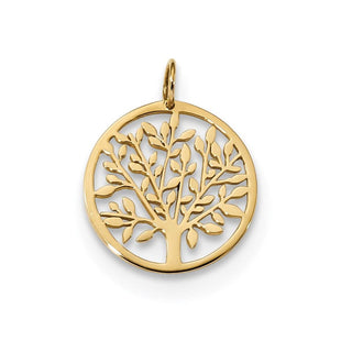 14k Yellow Gold Round Tree Pendant