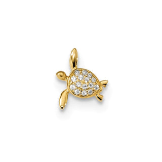 14k Yellow Gold Childrens CZ Sea Turtle Slide