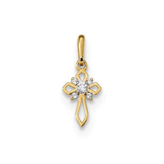 14k Yellow Gold Childrens Fancy CZ Cross Pendant