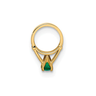 14k Yellow Gold 3D Ring with Dark Green Glass Stone Pendant