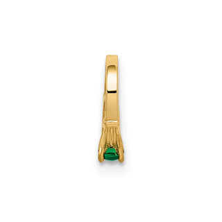 14k Yellow Gold 3D Ring with Dark Green Glass Stone Pendant