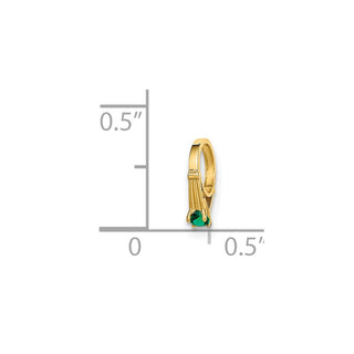 14k Yellow Gold 3D Ring with Dark Green Glass Stone Pendant