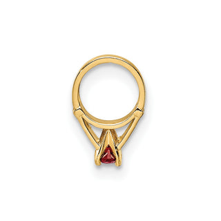 14k Yellow Gold 3D Ring with Red CZ Pendant