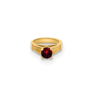 14k Yellow Gold 3D Ring with Red CZ Pendant