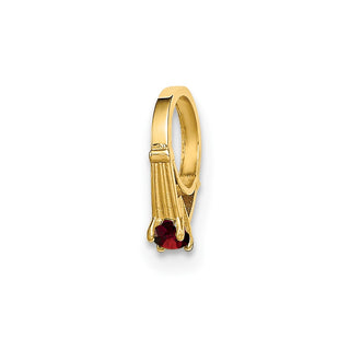 14k Yellow Gold 3D Ring with Red CZ Pendant