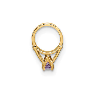 14k Yellow Gold 3D Ring with Dark Purple CZ Pendant