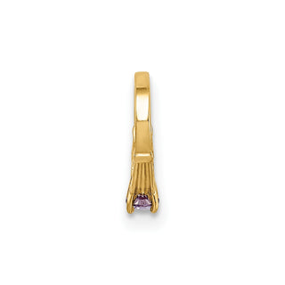 14k Yellow Gold 3D Ring with Dark Purple CZ Pendant