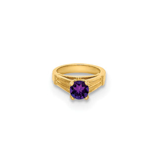 14k Yellow Gold 3D Ring with Dark Purple CZ Pendant