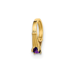 14k Yellow Gold 3D Ring with Dark Purple CZ Pendant