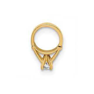 14k Yellow Gold 3D Ring with White CZ Pendant
