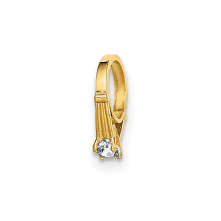 14k Yellow Gold 3D Ring with White CZ Pendant